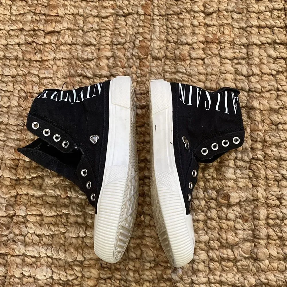 All Saints Womens Elena‎ Stamp High Top Sneaker Size 37  6.5 Black White